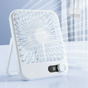 Foxlife Small Desk Fan, 100-Speed USB Rechargeable Desktop Fan for Table Home Office Camping Travel, White(2025 New, 5000mAh Battery)