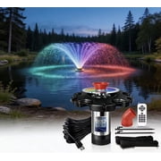 Foxlux Pond Fountain Aerator with RGB Lights, 15000 GPH Floating Pump, Stainless Steel, IP68 Waterproof, for Lakes & Ponds, 100ft Power Cord 1HP 750W 120V