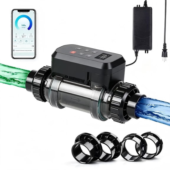 Foxlux Salt Water Pool Chlorinator System Smart WiFi & App Control, Self-Cleaning Titanium Cell, for In-Ground Pools up to 40,000 Gallons, FCC/ETL Certified