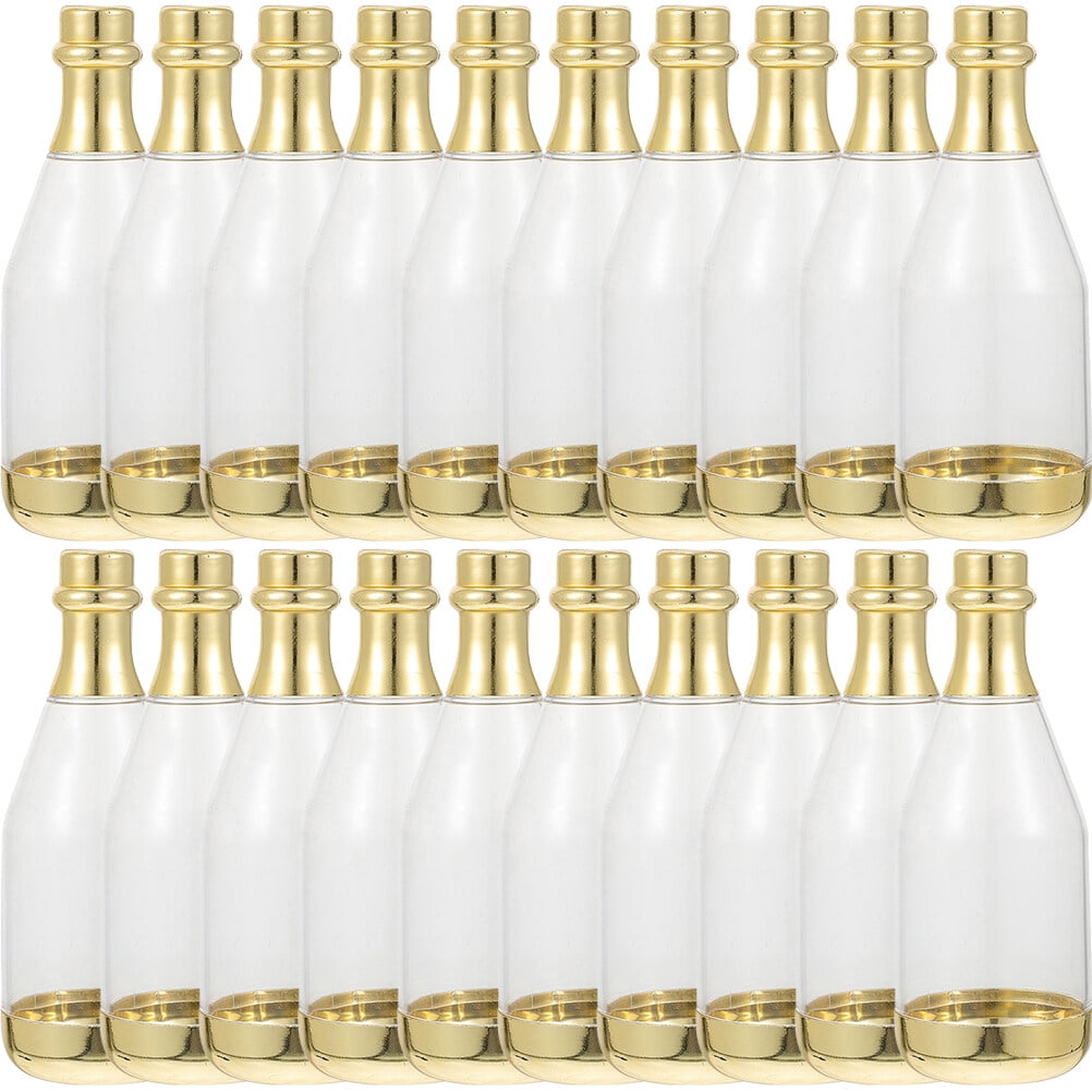 Foxnovo 20pcs Champagne Candy Bottle Container Wedding Candy Box Champagne Bottle Favor Containers Plastic Champagne Bottles-Golden