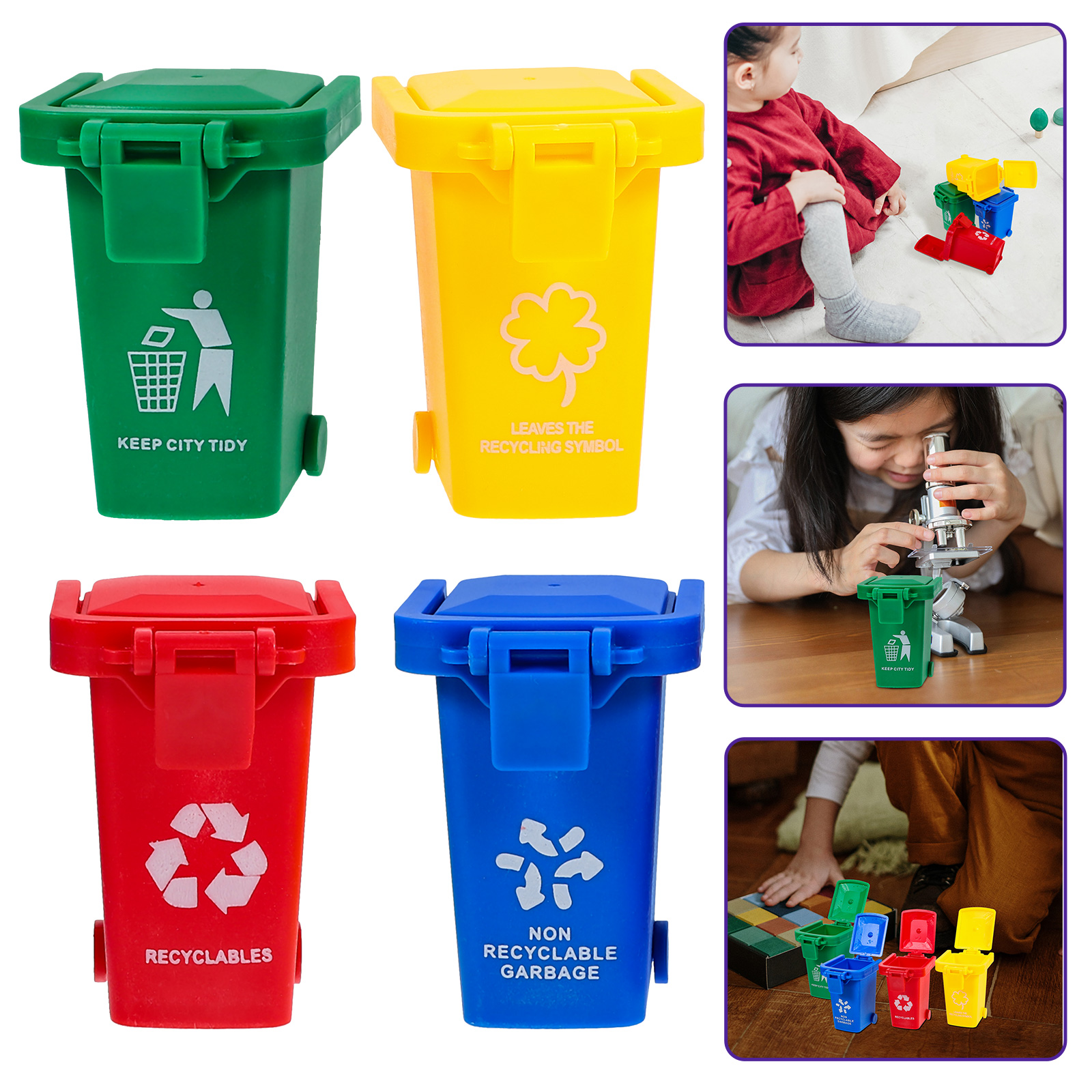 5 Mini Bidoni Della Spazzatura In Miniatura - Accessori Per Casa Delle Bambole E Terrari