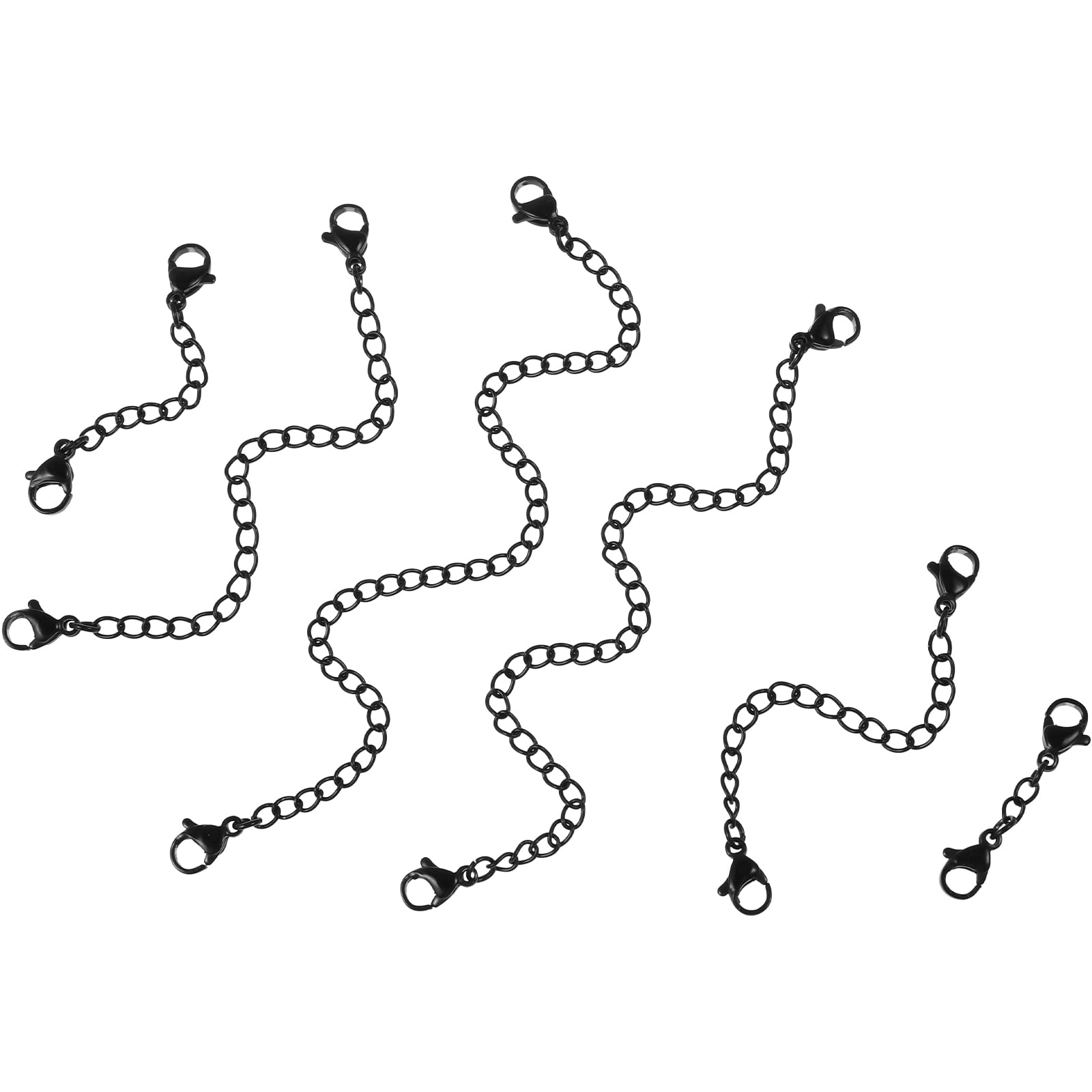 Foxnovo 6 Pcs Necklace Extension Chain Sterling Silver Necklace Silver Anklet Chain Extenders Black