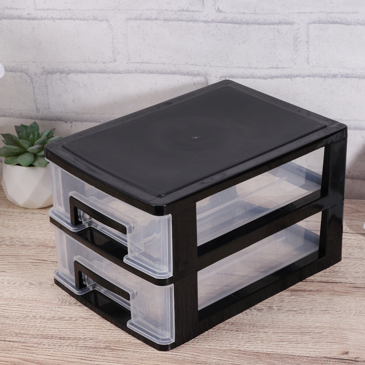 Foxnovo Portable Black Plastic Storage Cabinet with Multi Deck Drawers ...