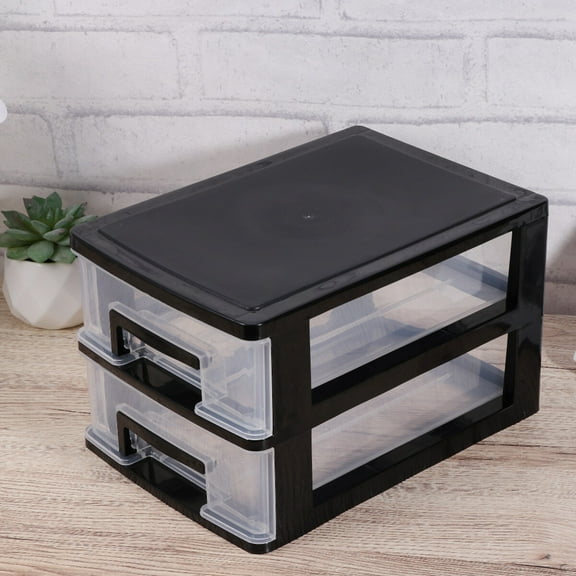 Foxnovo Portable Black Plastic Storage Cabinet with Multi Deck Drawers for Office and Home