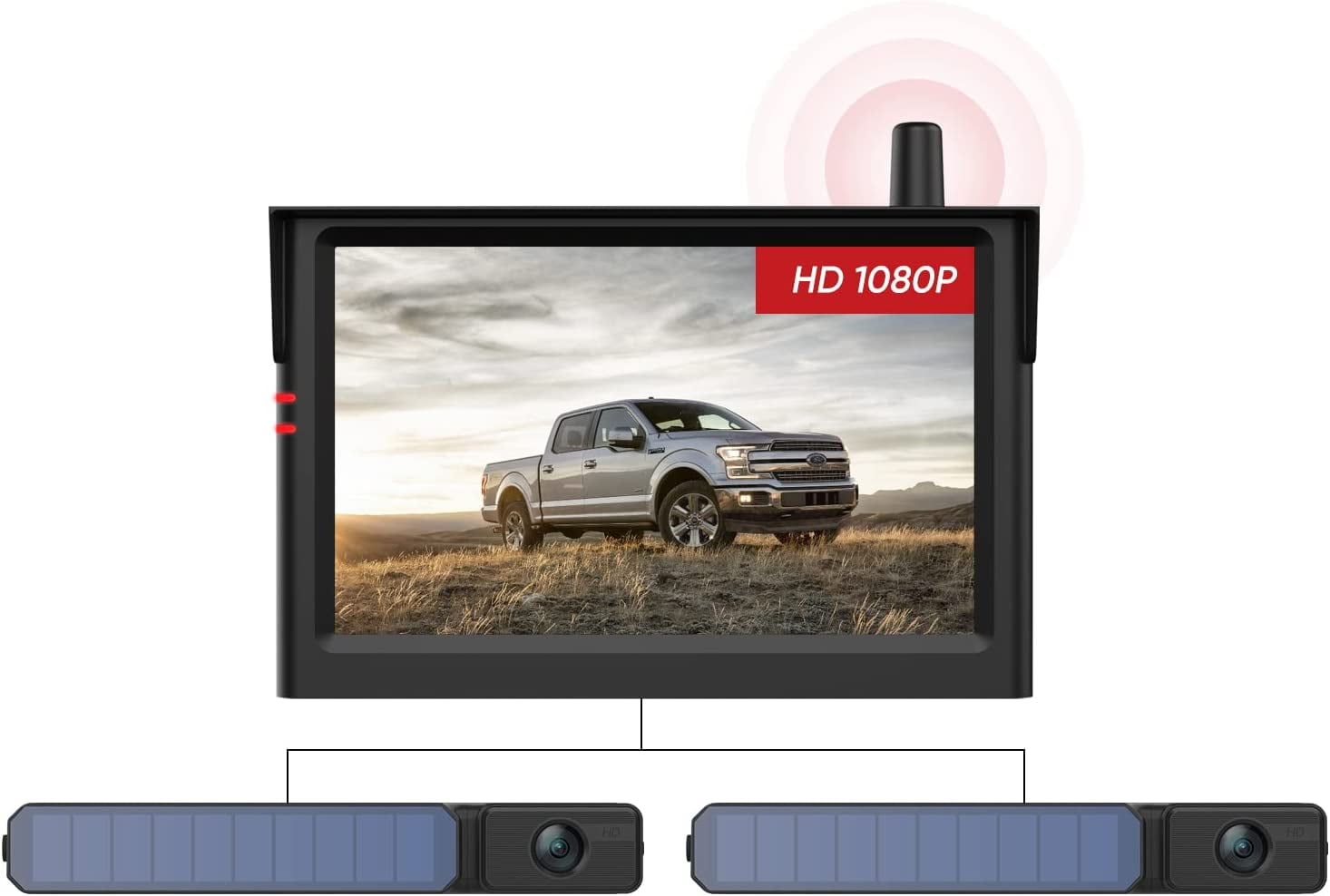 Foxpark 1080P Solar Wireless Backup Camera Kit, 2 Cameras, 5