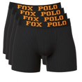 thumbnail image 1 of Foxpolo Men’s Boxer Briefs 4-Pack Gift Set – Printed Striped Design – Breathable Stretch Cotton – Comfortable and Long-Lasting | S - Black, 1 of 6
