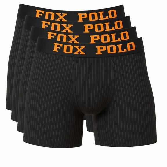 Foxpolo Men’s Boxer Briefs 4-Pack Gift Set – Printed Striped Design – Breathable Stretch Cotton – Comfortable and Long-Lasting | S - Black
