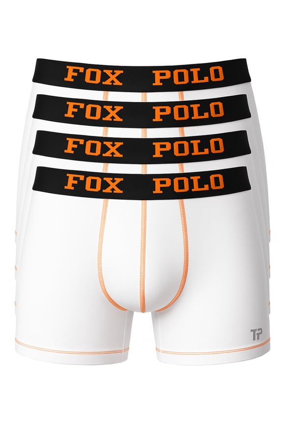 Men’s Boxer Briefs 4-Pack Gift Set – Contrast Stitch Design – Soft and Stretchable Cotton Fabric – Breathable and Supportive | L - White