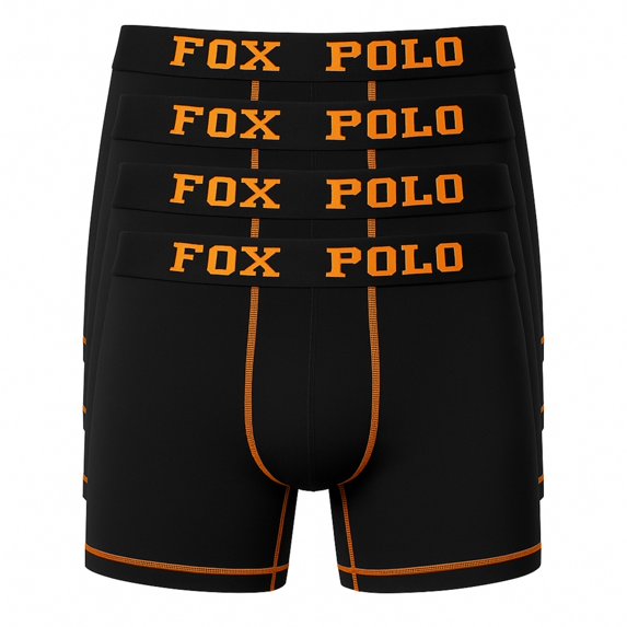 Foxpolo Men’s Boxer Briefs 4-Pack Gift Set – Contrast Stitch Design – Soft and Stretchable Cotton Fabric – Breathable and Supportive | S - Black