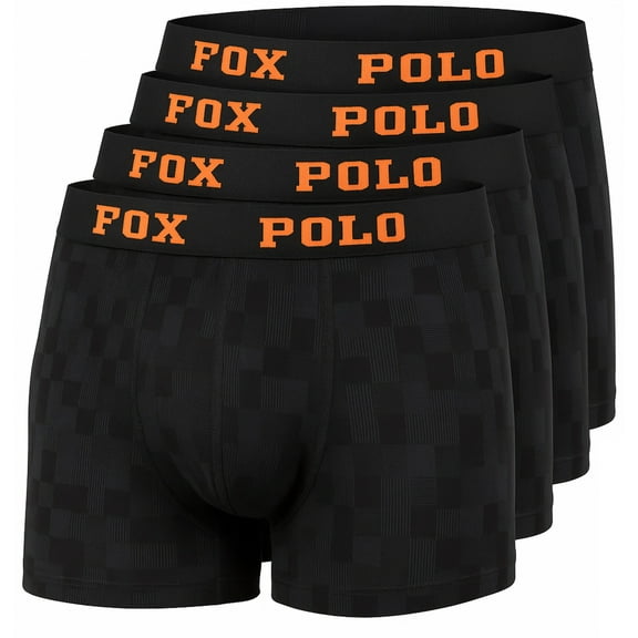 Foxpolo Men’s Boxer Briefs 4-Pack Gift Set – Cotton Stretch Fabric – Soft, Breathable and Flexible – For Daily and Sport Use | L - Black