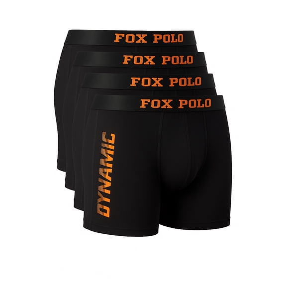 FOXPOLO Men’s Boxer Briefs 4-Pack Gift Set – Dynamic Print – Cotton Stretch Underwear – Comfortable Everyday Fit – Soft and Breathable | S - Black