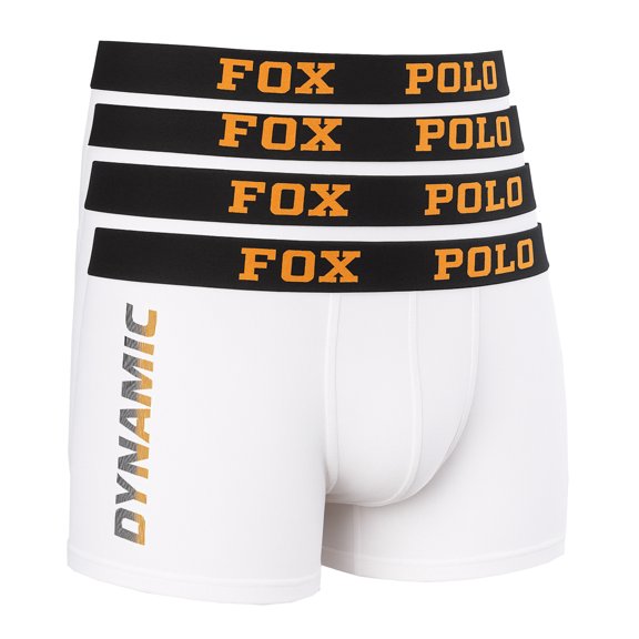 FOXPOLO Men’s Boxer Briefs 4-Pack Gift Set – Dynamic Print – Cotton Stretch Underwear – Comfortable Everyday Fit – Soft and Breathable | XXL - White
