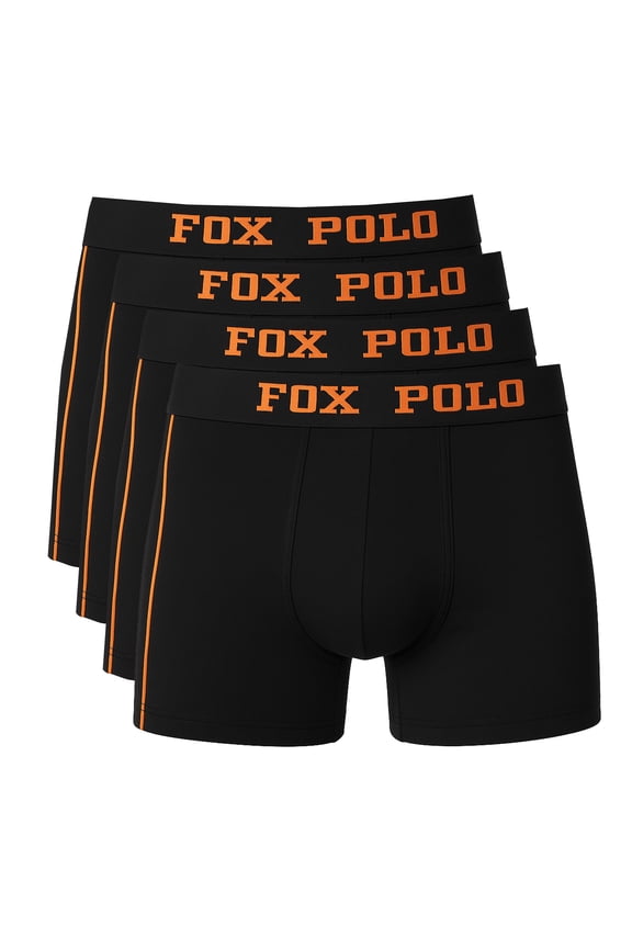 Men’s Boxer Briefs 4-Pack Gift Set – Embossed Striped Design – Soft Cotton Stretch Fabric – Breathable and Flexible – Boxed Set | M - Black