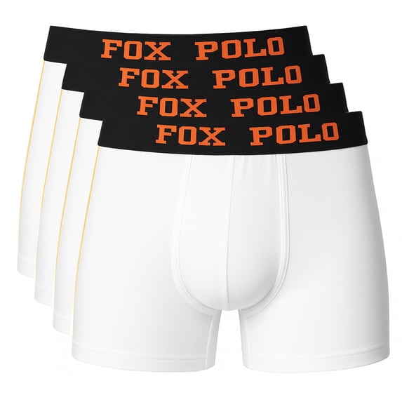 Foxpolo Men’s Boxer Briefs 4-Pack Gift Set – Embossed Striped Design – Soft Cotton Stretch Fabric – Breathable and Flexible – Boxed Set | XL - White
