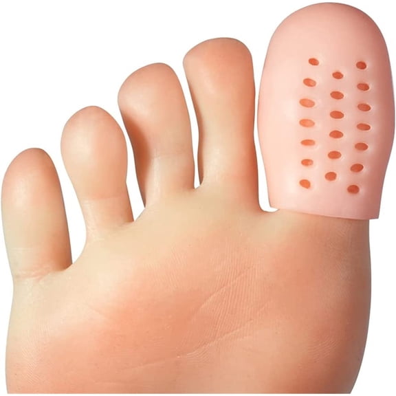 Foxqixa 10 Pack Toe Protector Caps with Holes - Big Toe Gel Covers for Corn, Callus, Blister, Sports Injury - Soft Silicone Toe Sleeves Reduce Friction and Pain