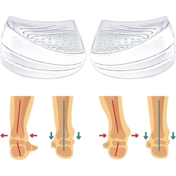 Foxqixa 3 Layers Adjustable Heel Wedge Inserts for Supination & Pronation Correction - Adhesive Medial & Lateral Heel Insoles for Bow Legs, Knee Pain, Foot Alignment (Men & Women, Crystal)