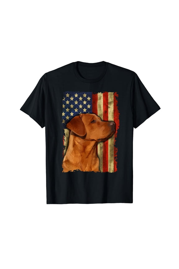 Foxred Labrador Retriever US Flag Fox Red Labrador Dog Lover Black T-Shirt