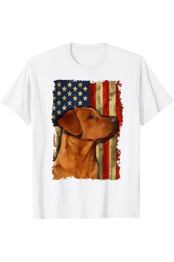 Foxred Labrador Retriever US Flag Fox Red Labrador Dog Lover T-Shirt