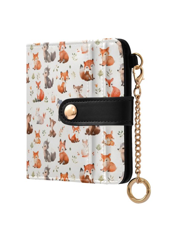 Foxs Small Wallet for Women RFID Blocking Bifold PU Leather Credit Card Holder with Zipper Coin Pocket Compact Cute Travel Purse Magnetic Snap 7 Card Slots