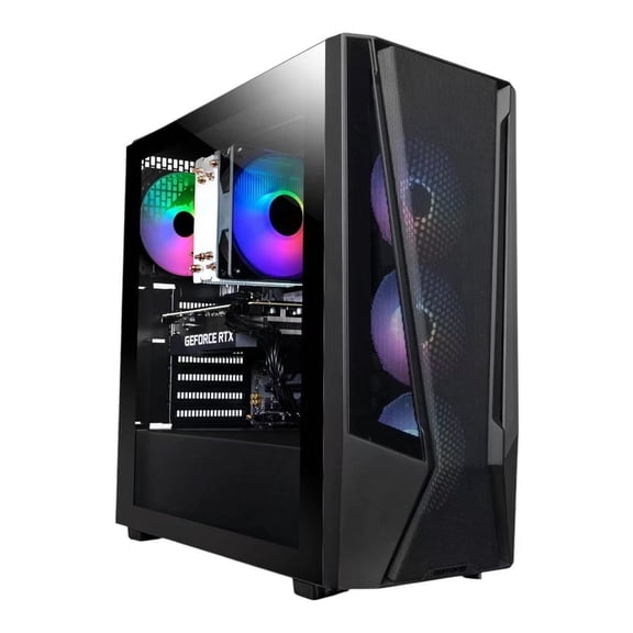 Foxtec Gaming Desktop Computer, Intel Core i7-8700, 16GB RAM, 512GB SSD, 4GB Graphics Card, RGB Fans, Windows 11 Pro