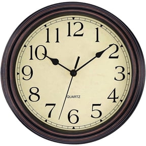 Foxtop 12" Quartz Retro Indoor Wall Clock, Silent Mechanism