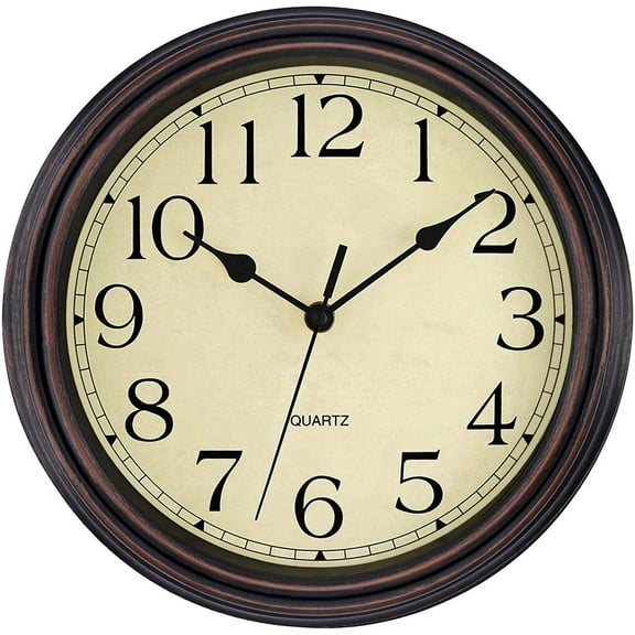 Foxtop 12" Quartz Retro Indoor Wall Clock, Silent Mechanism