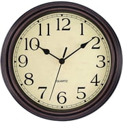 Foxtop 12 Quartz Retro Indoor Wall Clock, Silent Mechanism