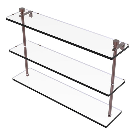 Foxtrot Collection 22-in Triple Tiered Glass Shelf in Antique Copper
