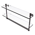 thumbnail image 1 of Foxtrot Collection 22-in Two Tiered Glass Shelf with Integrated Towel Bar in Antique Bronze, 1 of 11