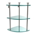 thumbnail image 1 of Foxtrot Collection Three Tier Corner Glass Shelf in Satin Nickel, 1 of 2