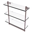 thumbnail image 1 of Foxtrot Collection Triple Tiered Glass Shelf with Integrated Towel Bar - Antique Copper / 16 Inch, 1 of 11