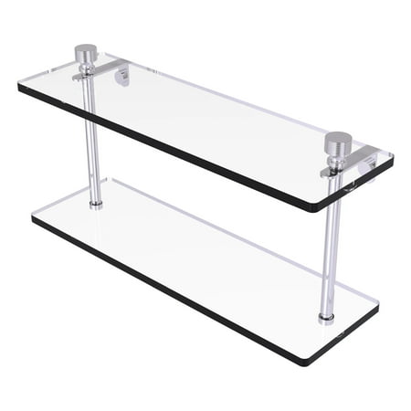 Foxtrot Collection 16-in Two Tiered Glass Shelf in Polished Chrome