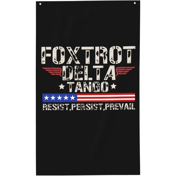 Foxtrot Delta Tango F.D.T Flag Resist Persist Prevail Flags 3x5ft Premium Polyester Flag Vertical Single Sided with Reverse Image Bleed | Brass Grommets Ultra Lightweight for Patio/Lawn