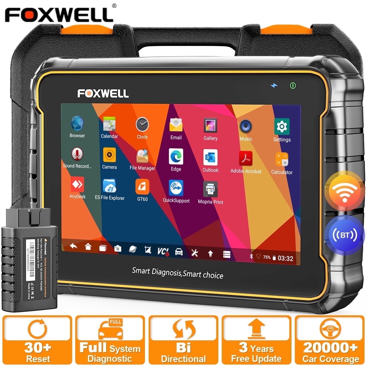 Foxwell GT60 BT Diagnostic Scanner, Bluetooth OBD2 Tool, All