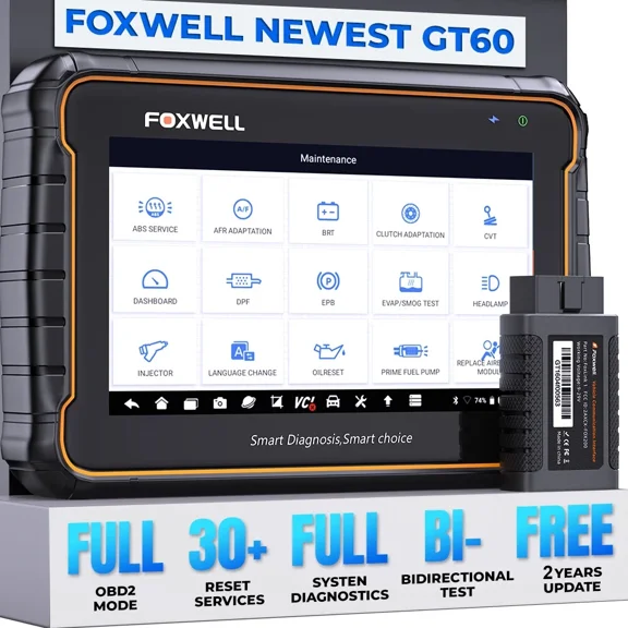 Foxwell GT60 Bluetooth Automotive Bidirectional Diagnostic Scan Tool OBD2 Scanner 24 Reset Services