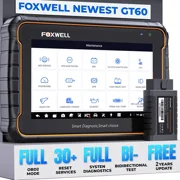 FOXWELL GT60 Bluetooth Automotive Bidirectional Diagnostic Scan Tool All System OBD2 Scanner with 24 Reset Service, D-P-F Regen, ABS Bleeding, Injector C0ding, BMS/TPMS/Oil Reset, 2 Years Free Update