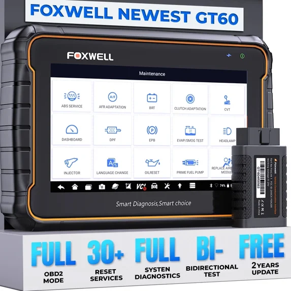 Foxwell GT60 Bluetooth Automotive Bidirectional Diagnostic Scan Tool OBD2 Scanner 24 Reset Services