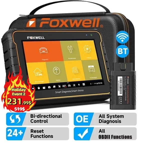 Foxwell GT60 BT Wireless Bluetooth Automotive Bi-directional Diagnostic Scanner Full System OBD2 Scanner Code Reader, Vehicle Analyzer with Bag