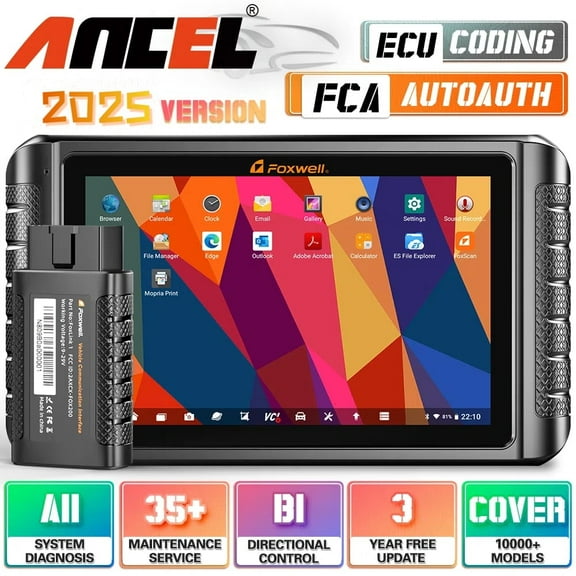 Foxwell NT1009 Advanced Wireless Automotive Bi-Directional Diagnostic Scan Tool OBD2 Scanner Full System ECU Reset Active Test Car Scanner 35+ Maintenance Services Automotive Code Reader for All Cars