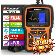 FOXWELL NT301 OBD2 Scanner Check Engine Code Reader Diagnostic Tool, Read/Clear Codes, Freeze Frame, O2 Sensor Monitor, Live Data, On-board Monitor Test, Turn off the MIL, Lifetime Free Update