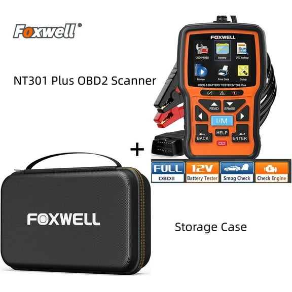 Foxwell NT301 Plus with Storage Case 2 in 1 Mechanic OBD2 Scanner Battery Tester Code Reader Scan Tool