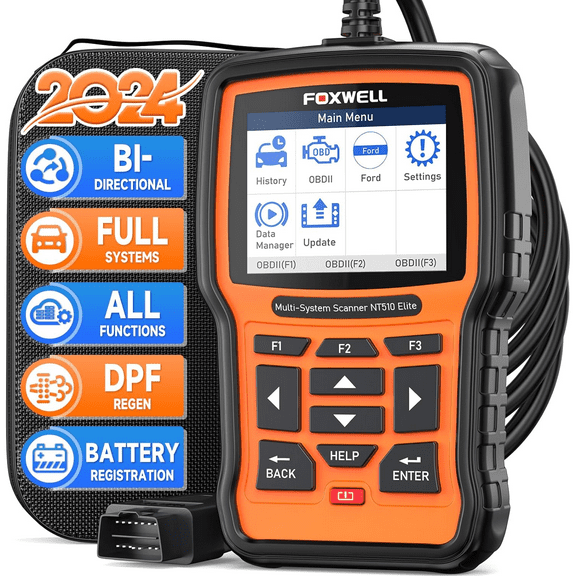 Foxwell NT510 Elite Automotive Bi-directional Diagnostic Scan Tool OBD2 Scanner Fits for Ford Lincoln Mercury Vehicles All System Scanner with ABS SAS EPB Oil Reset Service OBDII OBD Car Code Reader