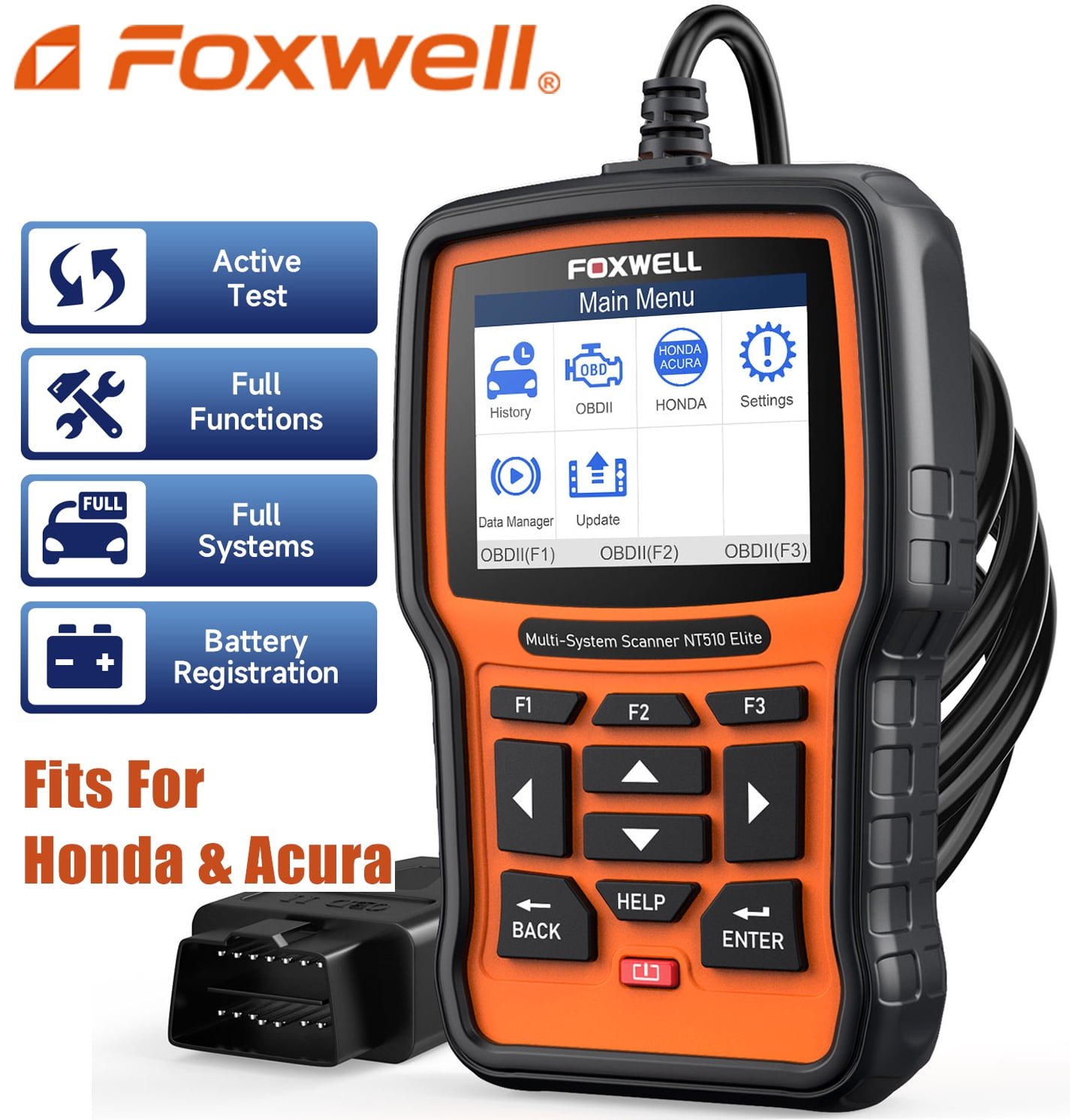 Foxwell NT510 Elite OBD2 Scanner for Honda Acura, Bi