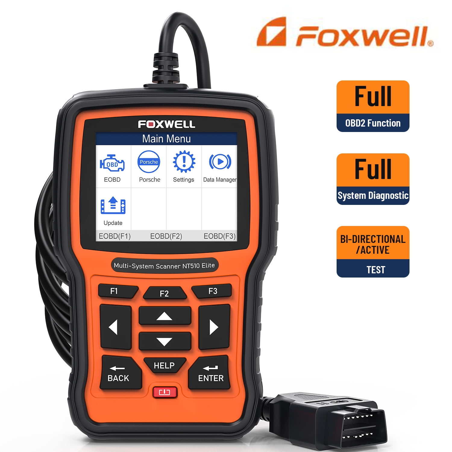 Foxwell NT510 Elite Car Scanner Bidirectional Control Test Diagnostic Tool OBDII Code Reader