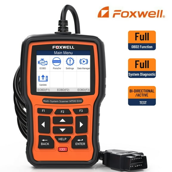 Foxwell NT510 Elite Car Scanner Bidirectional Control Test Diagnostic Tool OBDII Code Reader OBD2 Scanner Full System Full Maintenance Reset Automotive Scanner for All Cars EOBD OBD Scanner,Porsche