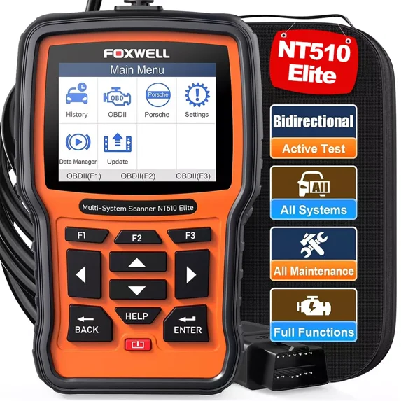 Foxwell NT510 Elite Car Scanner Bidirectional Control Test Diagnostic Tool OBDII Code Reader OBD2 Scanner Full System Full Maintenance Reset Automotive Scanner for All Cars EOBD OBD Scanner,Benz