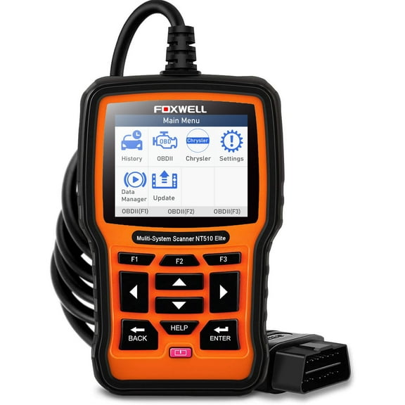 Foxwell NT510 Elite OBD2 Scanner Fits for Chrysler Jeep Dodge All System Scan Tool Automotive Bi-directional Diagnostic Scanner ABS Bleeding SAS Calibration EPB Oil All Reset Services EOBD Code Reader