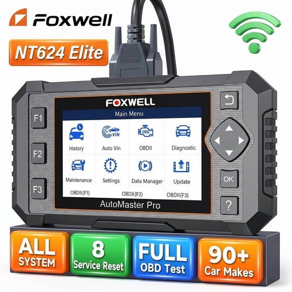 FOXWELL NT624 Elite Full System OBD2 Scanner Code Reader Automotive Diagnostic Scan Tool with 8 Resets, ABS SRS TPMS EPB Oil Reset, Lifetime Free Update
