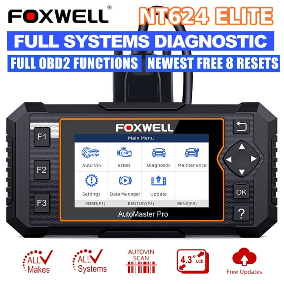 Foxwell NT624 Elite OBD2 Scanner Code Reader Full System Car Diagnostic Tool SRS ABS Oil EPB