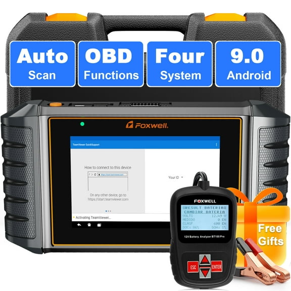 Foxwell NT706 OBD2 Scanner Car Four System Scanner Automotive Diagnostic Scan Tool ABS SRS Gearbox Engine Code Reader with 5.5" Touchscreen Android 9 Tablet Vehicle Analyzer Gift:BT100 Battery Tester